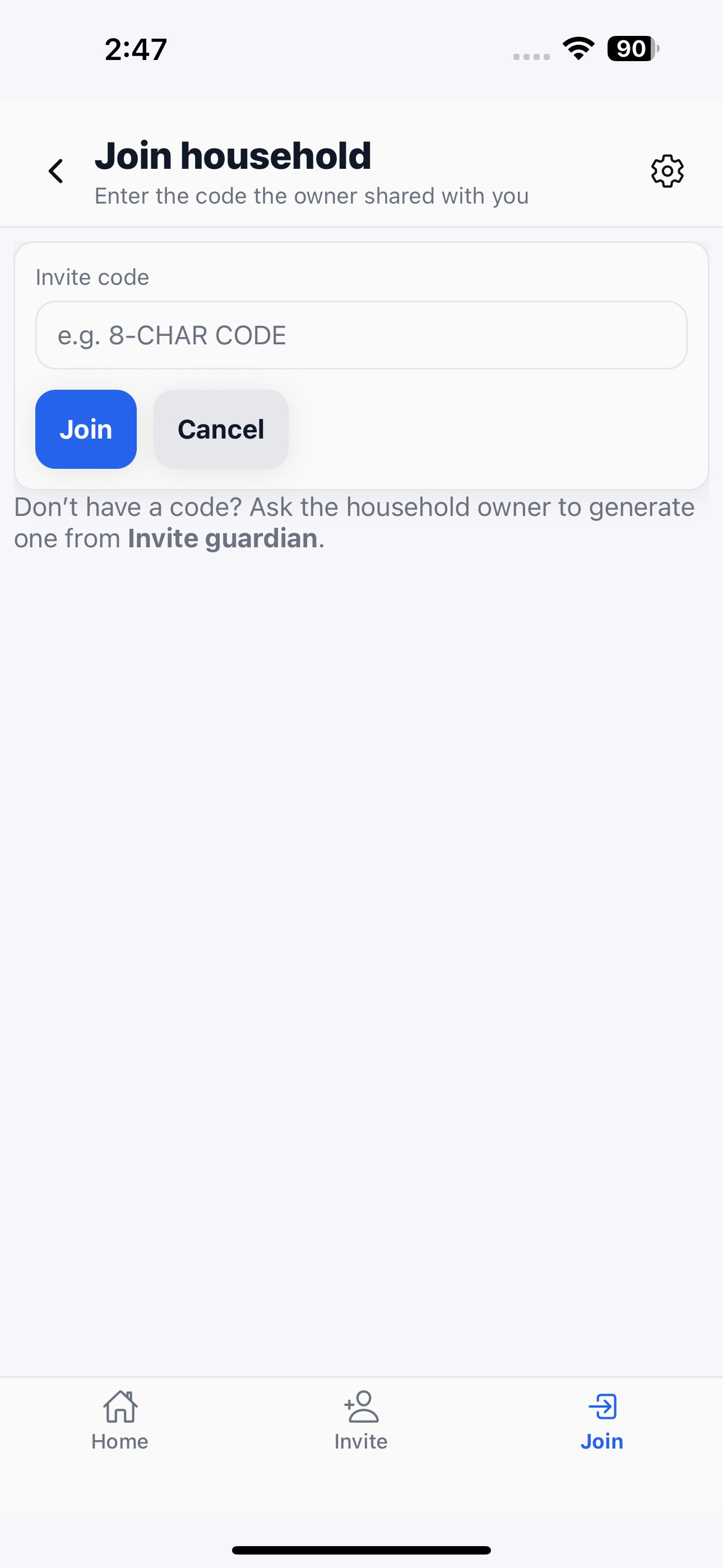 Spouse/guardian joining the household